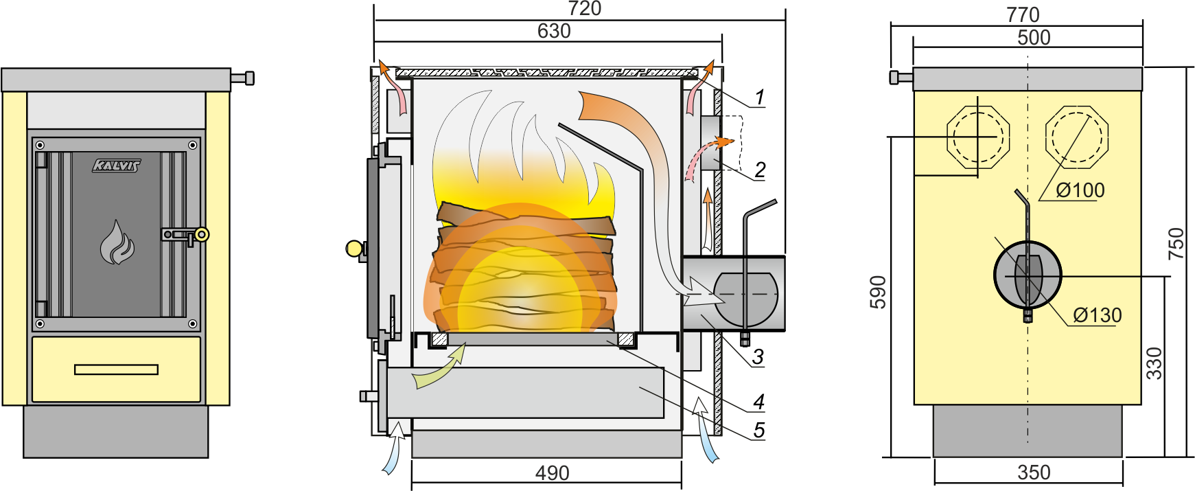 Air-heating stove Kalvis KO2-N Air-heating stove Kalvis KO2-N Kütteseadmed Sanitaartehnika Soojuspumbad Puidukatlad Korstnad Radiaatorid Boilerid Torud Tarvikud