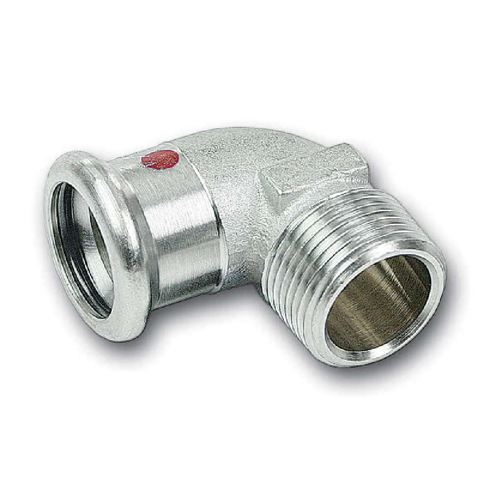 Steel press elbow 15 x 1/2 - 22 x 3/4 90° male thread SANHA Teraspress põlv 15 x 1/2 - 22 x 3/4 90° vk