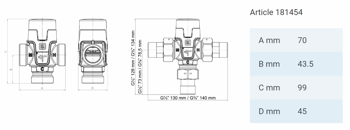 Thermostatic Mixing Valve Hydromix 35-65°C 1'' Male Thread LK Armatur (KVS 1.6) Thermostatic Mixing Valve Hydromix 35-65°C 1'' Male Thread LK Armatur (KVS 1.6) - Image 2