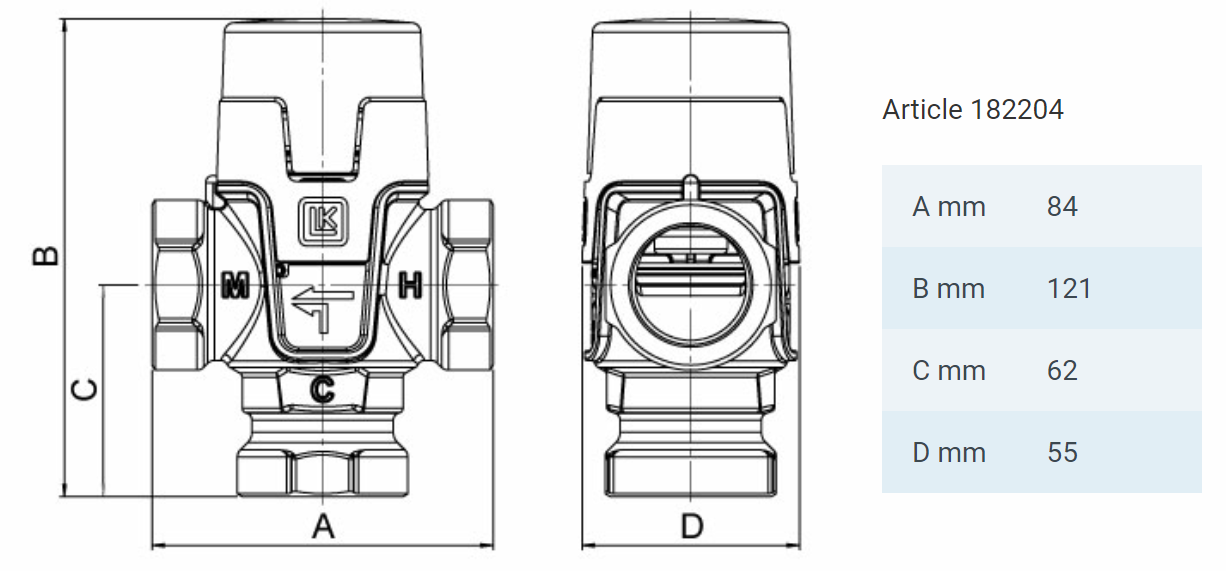 Thermostatic Mixing Valve Hydromix 25-45°C 1'' SK LK Armature (KVS 4.2) Thermostatic Mixing Valve Hydromix 25-45°C 1'' SK LK Armature (KVS 4.2) - Image 2