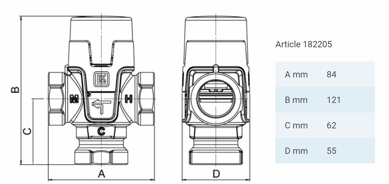Thermostatic Mixing Valve Hydromix 35-65°C 1'' sk LK Armatur (KVS 3.5) Thermostatic Mixing Valve Hydromix 35-65°C 1'' sk LK Armatur (KVS 3.5) - Image 2
