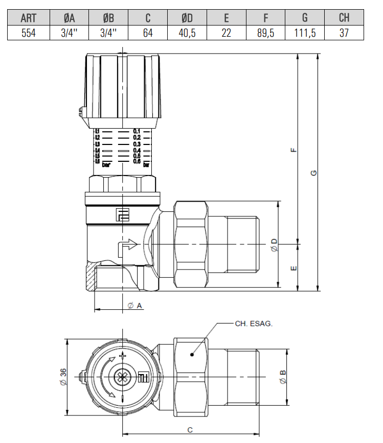 By-pass клапан 3/4'' Pintossi+C By-pass клапан 3/4'' Pintossi+C Kütteseadmed Sanitaartehnika Soojuspumbad Puidukatlad Korstnad Radiaatorid Boilerid Torud Tarvikud