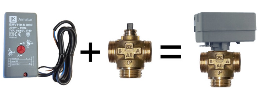 Actuator for 3-way zone valve EMV 110 LK 525 MultiZone 3W Kütteseadmed Sanitaartehnika Soojuspumbad Puidukatlad Korstnad Radiaatorid Boilerid Torud Tarvikud