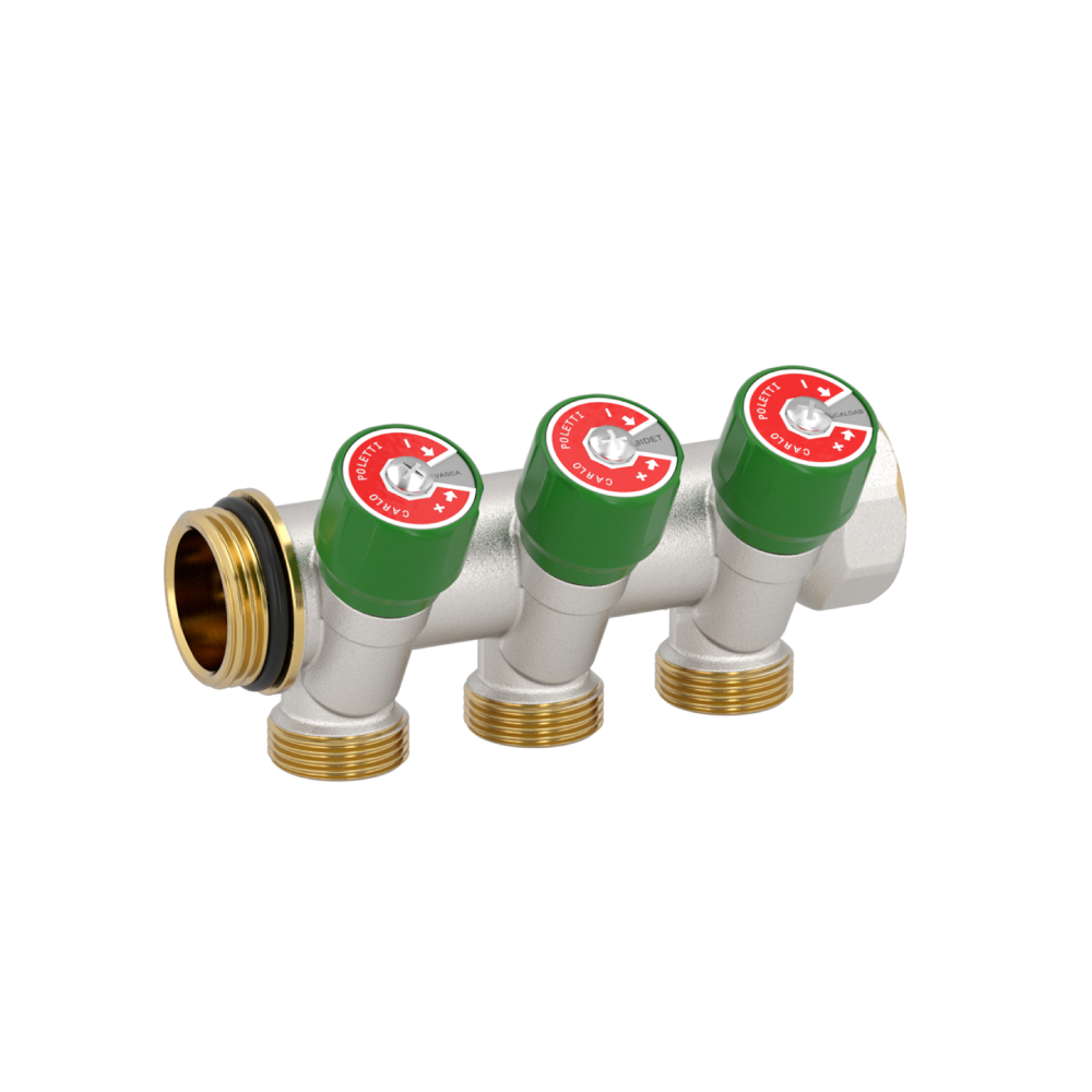 Kollektor kraanidega 1" x 3/4" (50mm) 3-ne Carlo Poletti Kollektor kraanidega 1" x 3/4" (50mm) 3-ne Carlo Poletti